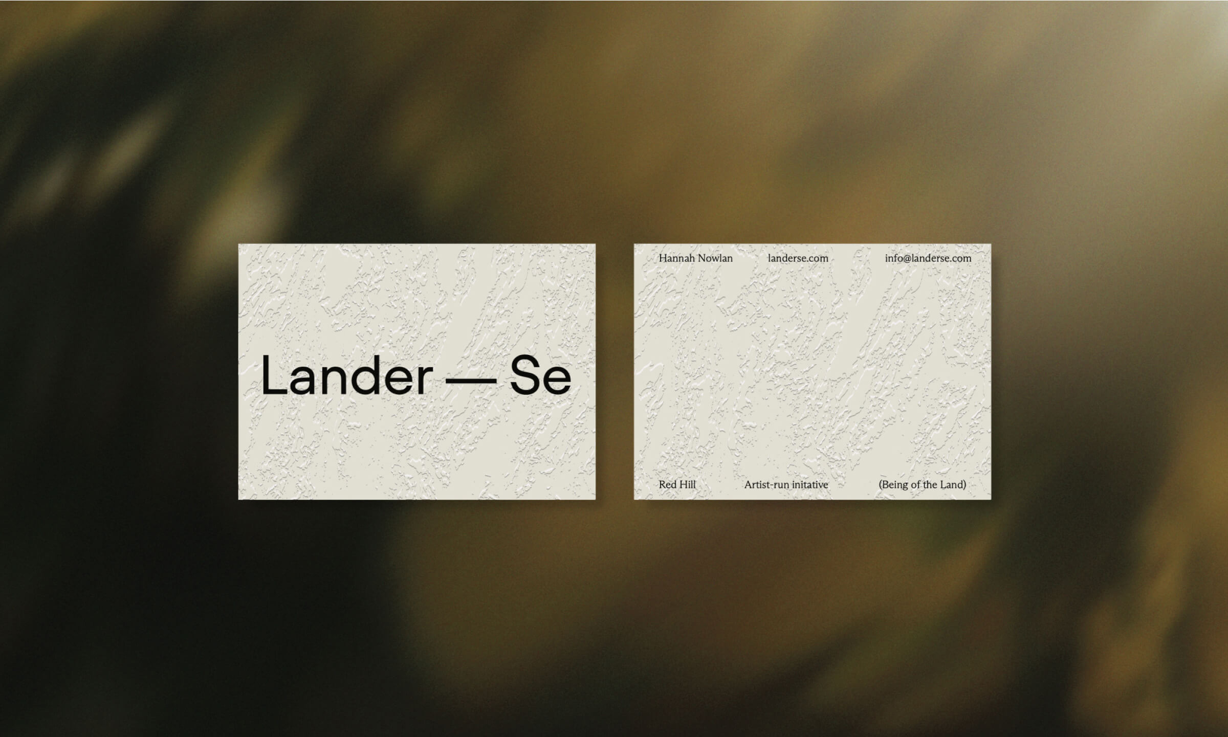 a business card mockup for the Lander Se Art space located in Red Hill