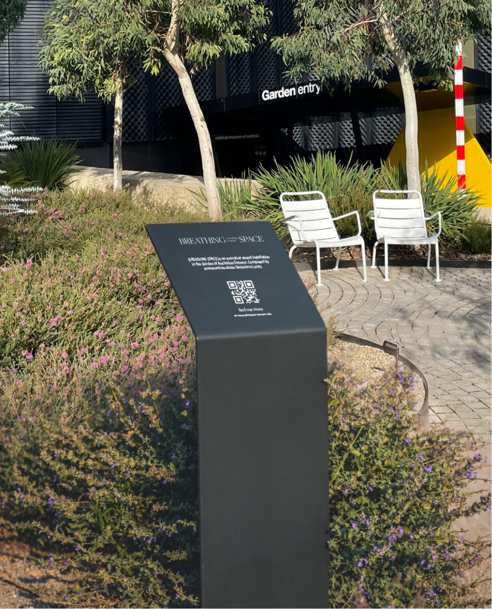 wayfinding signs in the gardens of the national museum of australia