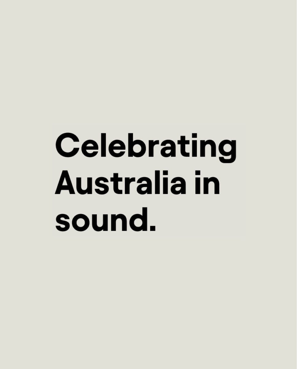 words 'celebrating australia in sound' on white background
